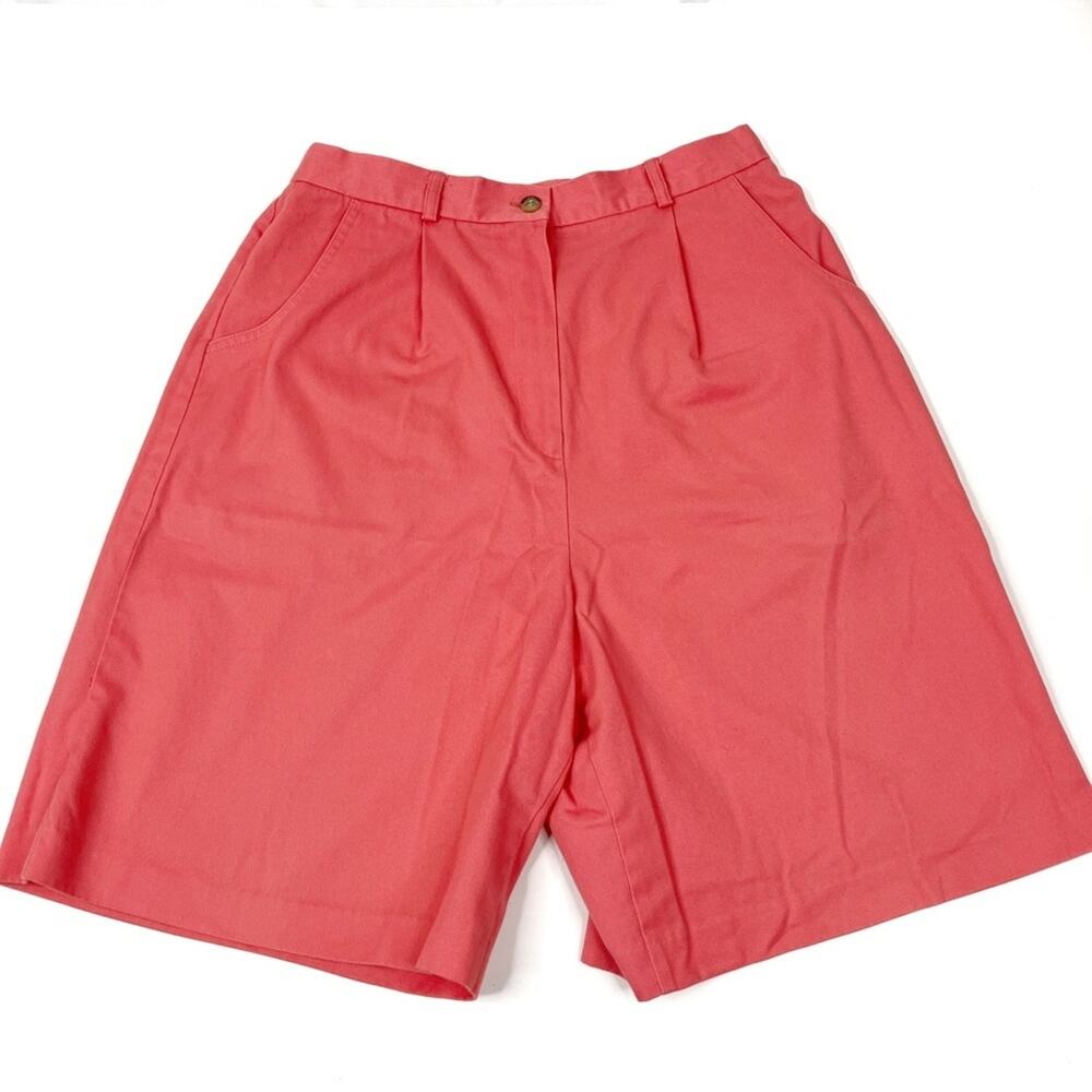 Orvis Vintage Pink Coral Cotton Blend High Waist Shorts MADE IN USA Womens 12